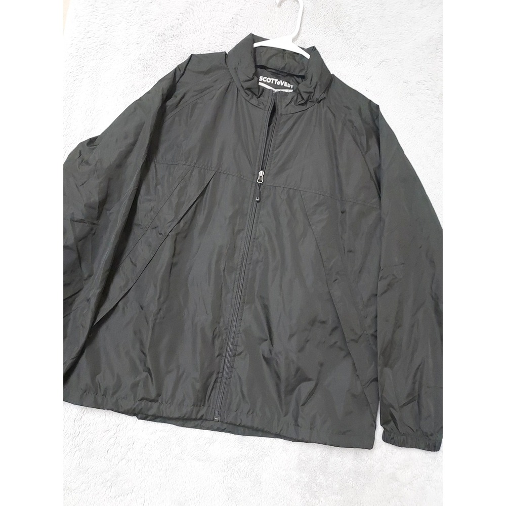 Scottevest Jacket Mens XL Travel Multi Pockets Windbreaker Black Utilty TEC